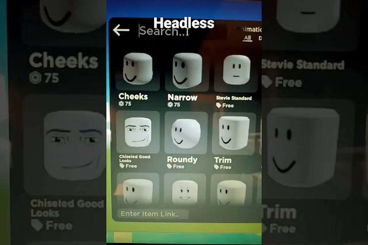 Catalog Avatar Creator heads, torsos, arms, and legs guide